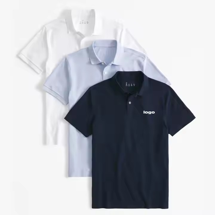 Custom High Quality Embroidered Logo Solid Color Plain Classic Cotton Pique Dry Fit Golf Blade Collar Polos Shirts